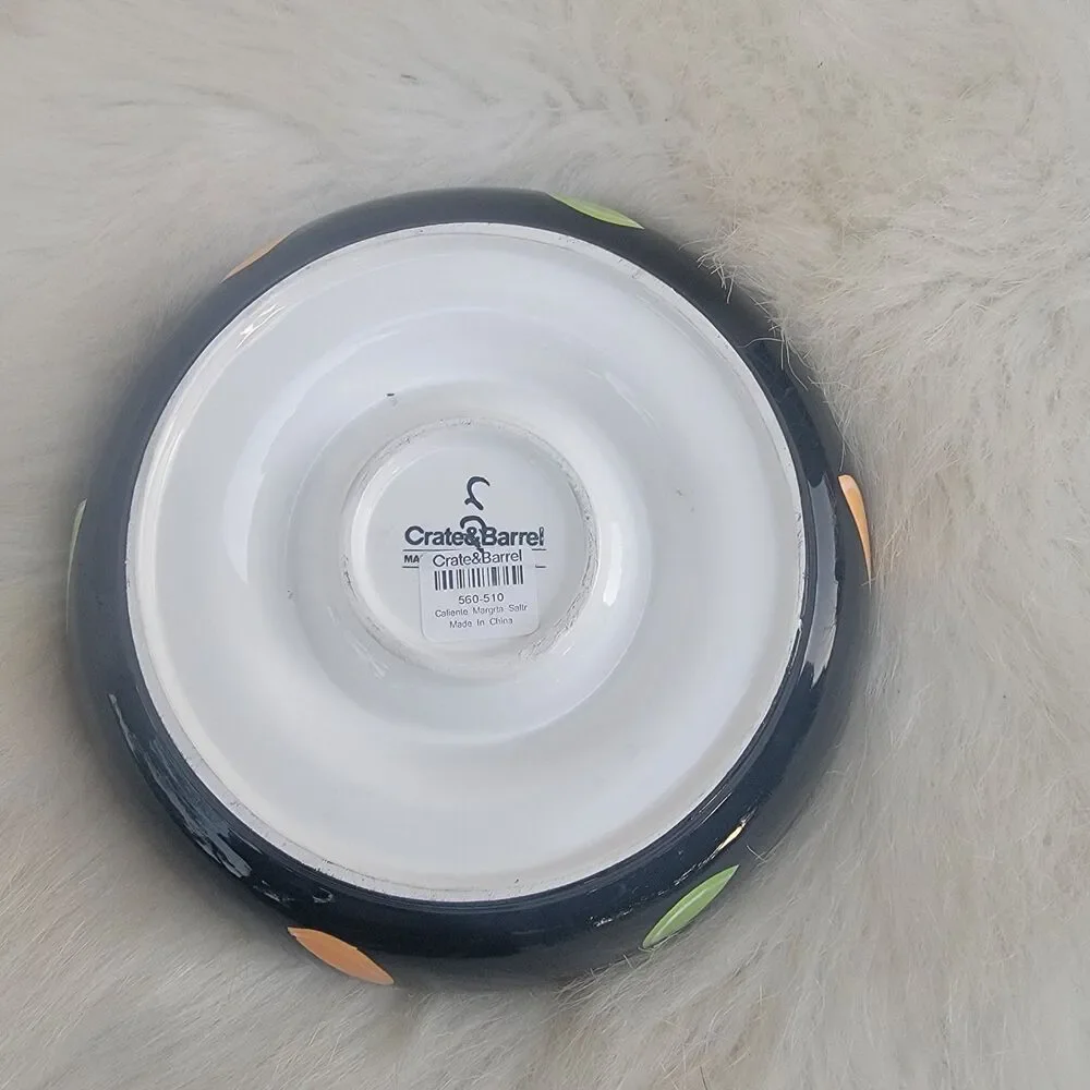 Crate and Barrel Small Ceramic Lime Print Margarita Rim Salter Multi Colored